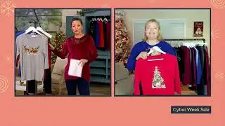 Quacker Factory All is Bright Holiday Bling 3/4 Sleeve T-shirt on QVC