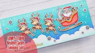 🎅🏻 SUNNY STUDIO || Reindeer Games DIY Swinging Card