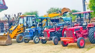 Jcb 3dx Xpert and Tractor Stuck Loaded Mud in Farmtrac 60 Mahindra 475 New Holland 3630 Kubota Model