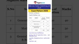 Rrb section controller exam pattern 2025 | Rrb section controller exam pattern #rrb #exampattern #yt