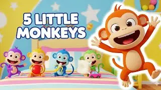 5 Little Monkeys Jumping on the Bed (Different Objects Version) | Jollytoe Kids Songs