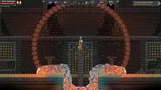 Using a MiniKnog Launcher that fires Meteors, Starbound!