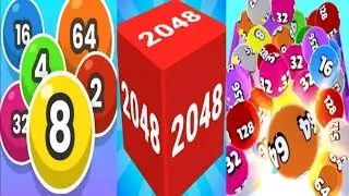 2048 Balls Merge Number Game vs Bricks Breaker - Glow Balls Vs Mega Cube: 2048 3D Merge Game