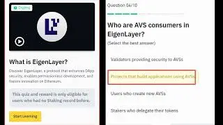 Binance EigenLyer Quiz Answers| Binance learn and earn EigenLayer Quiz Answers #binancelearnandearn