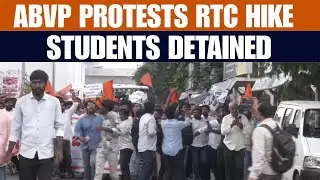 LIVE : Hyderabad | ABVP Protests Bus Fare Hike at Bus Bhavan | Police Detain Protesters | News9