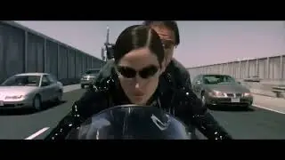 The Matrix Reloaded highway chase scene (green filter removed)