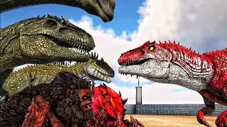Alpha Giga VS Alpha Boss, Giga, Carcha & Titanosaur | ARK Dino Battle | DINOWORLD
