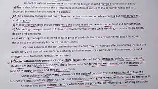 Natural / Physical Marketing Environment | Bcom Hons 6th Sem Notes | Assam University Silchar |
