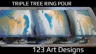 Triple Tree Ring Pour on LARGE 10x30 canvas| Acrylic Pour Painting