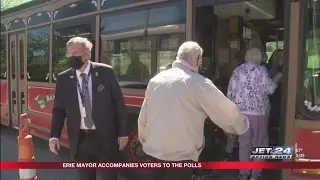 Mayor Schember accompanies seniors to the polls on Election Day