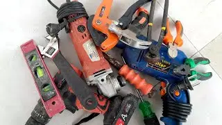 Collection of Repair Tools, Drill, Pliers, Hammer, Grinder, Saw, Screwdriver, Wrench