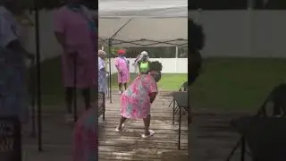 The elderly soul train line dance with my family members.