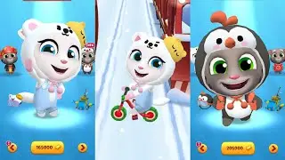 2 New Outfit | Polar Bear Angela gameplay | Talking Tom gold Run |