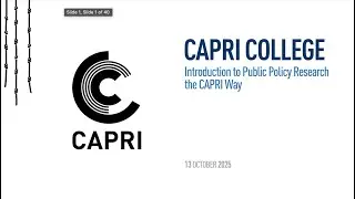 CAPRI College: Public Policy Research 101