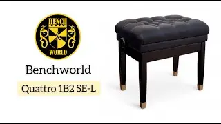 QUATTRO 1B-2 SE L by Benchworld - 100% Leather Adjustable Piano Bench in Satin Ebony