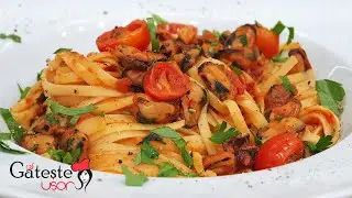 DELICIOASE LINGUINE CU FRUCTE DE MARE ȘI SOS DE ROȘII