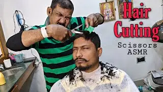 Amazing Hair Cutting Technique by Asim Barber | Big Scissors ASMR | Neck Cracking