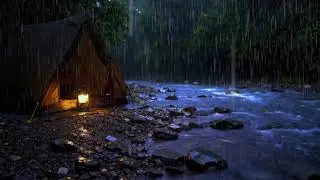 Rain on Tent ⛺🌧️ by the Riverside 🌊 | Cozy Camping Sleep Sounds (8 Hours)