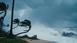 Tropical Storm Sounds for Sleep ⛈️ Heavy Rain, Strong Wind & Ocean Waves