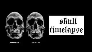black and grey realistic skull painting // procreate tutorial
