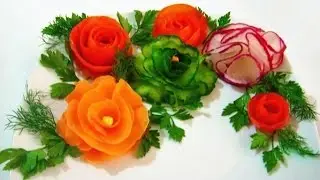 How To Make Vegetable Carving Roses Garnish Цветы из лука! Украшения из овощей