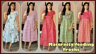 Maternity and feeding frocks for women|Maternity frocks with zips|amazon maternity frocks|Ramya