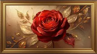 The Crimson Rose &mdash; A Moment of Golden Silence | 4K Frame TV Art