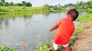 really amazing hook fishing video 2021✅little boy hunting fish by hook in beautiful nature🥰🥰