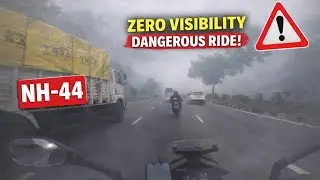 Riding on NH-44 in Zero Visibility During Daytime | Dangerous Motovlog ⚠️