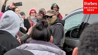 Crowd Of Demonstrators Confront ICE Near Site Of Raid In St. Paul, Minnesota