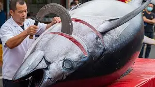 Only Master Can Cut 189 Kg Bluefin Tuna Like this Shocking #sushichef #bluefintuna #seafood market 