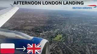British Airways Airbus A319 landing at London Heathrow from Krakow!