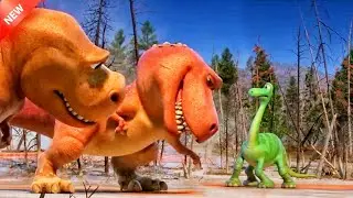 A young Dinosaur from his family, While travelling through a harsh landscape. in Hindi
