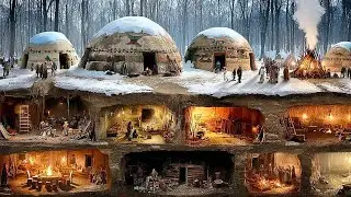How Native Americans Built & Lived In Semi-Underground Homes at -30°C (-22°F )