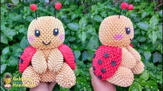 3d origami ladybug tutorial P2 | DIY paper laddybug , home decoration idea, paper craft