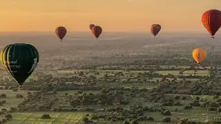 Riding a hot air balloon,  temple viewing, and waiting for sunrise in Bagan, Myanmar (Burma).