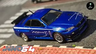 Nissan Skyline GT-R R34 V-Spec Blue Tuned by Mine's by Inno64 | UNBOXING and REVIEW