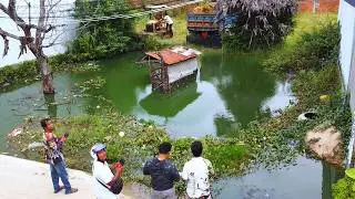 First Start Amazing PROJECT!! LANDFILL Delete Useless Deep Fish Pond Use Strong Dozer & 5Ton Truck.