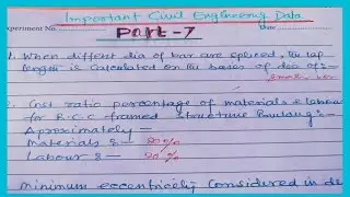 Important Civil Engineering Data Part-7 #civilengineering #civil #civilengineeringstudy&construction