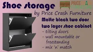 Shoe cabinet with  2 tilting doors and 2 layers in Matte Black from Price Crash Furniture
