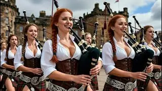 Epic Bagpipe Parade Stun the Crowd with Their Beauty | Highland Women in Kilts | Scotland Vibes