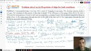Lecture 29 Problem Solved on Jet Propulsion of ships for two different conditions #Hydraulic Machine