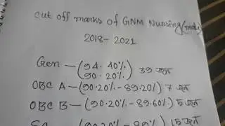 Cut off marks of gnm nursing for male session 2018-2021