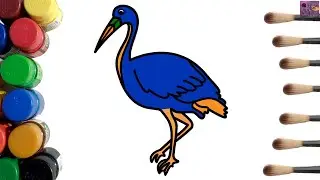 How to Draw an Egret Step by Step | Easy Egret drawing & Coloring