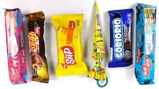 ASMR Most Popular Candys / some lots of colorful rainbow lollipop candy / unpacking chocolate eat