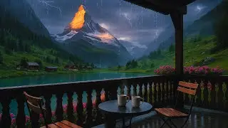 Rain Sounds & Emotive Piano 🌧️ | Cozy Alpine Lake Ambience for Deep Sleep & Focus