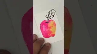 Hand painted gift tags or card | Cute pink yellow Apple | watercolor for beginners #giftgiving #diy