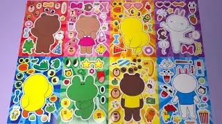 [Toys ASMR] Decorate With Sticker Book Paper DIY Line Friends Brown Cony Sally Choco Leonarda #322