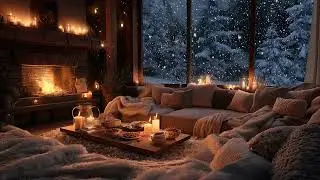 Peaceful Piano & Warm Fireplace | Winter Night Ambience for Relaxation & Healing