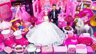 18 Minutes Satisfying Unboxing Wedding Barbie Princess Super Royal Bedroom Dress Up Playset Review